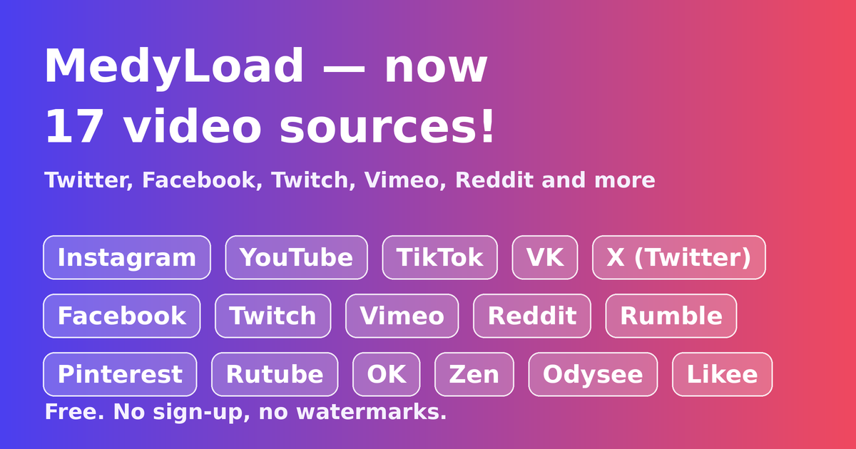 MedyLoad — 17 videokilder