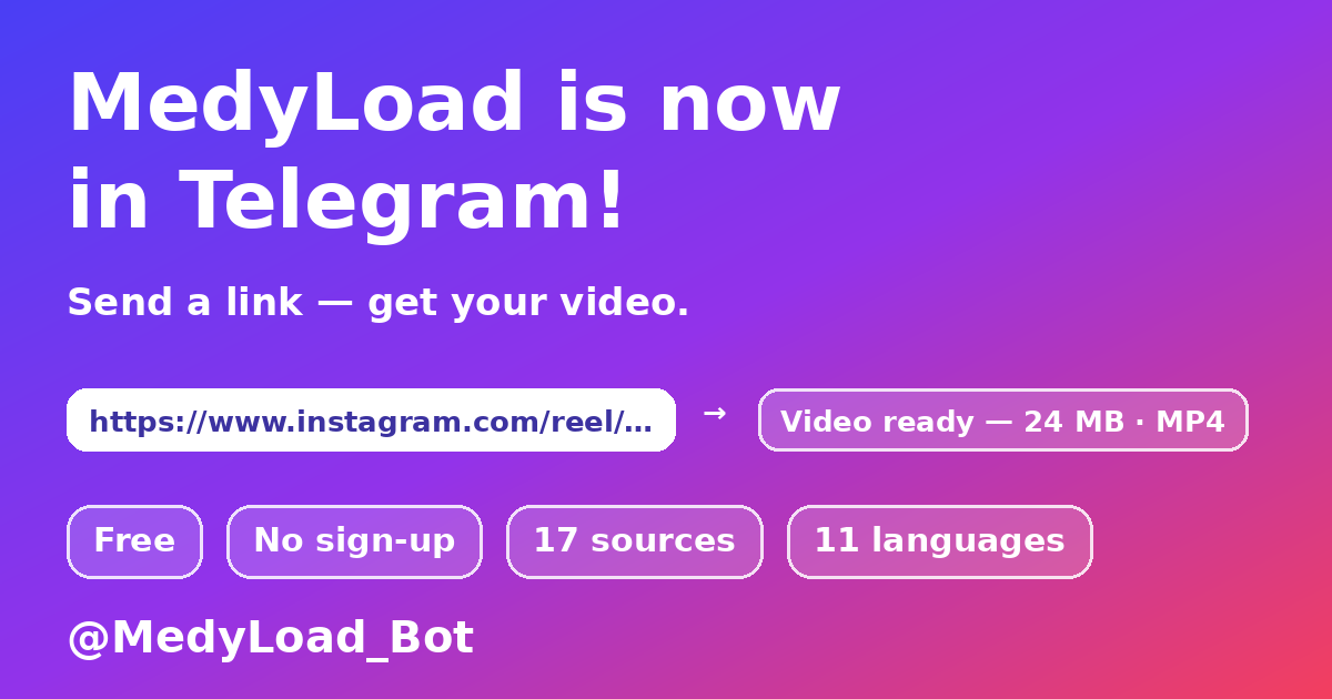 MedyLoad — download af videoer via Telegram-bot